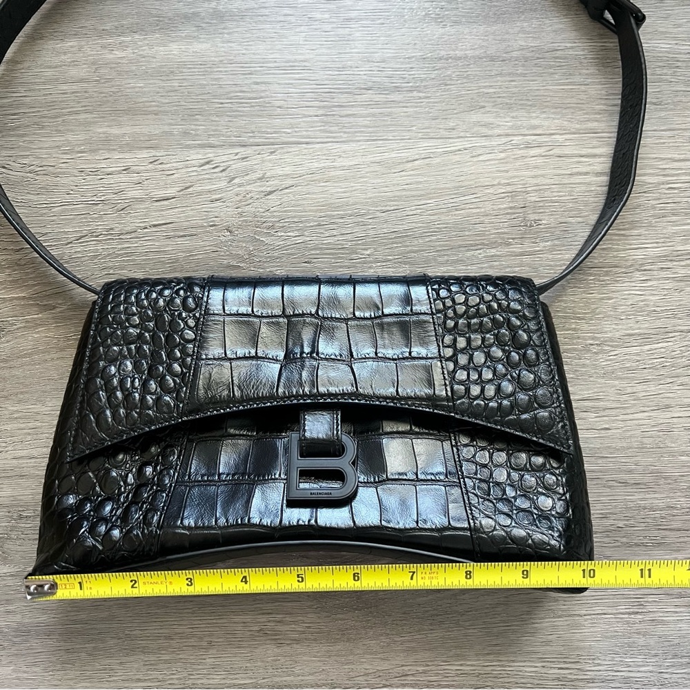 Balenciaga Black Croc XS Soft Hourglass Bag - Picture 10 of 15